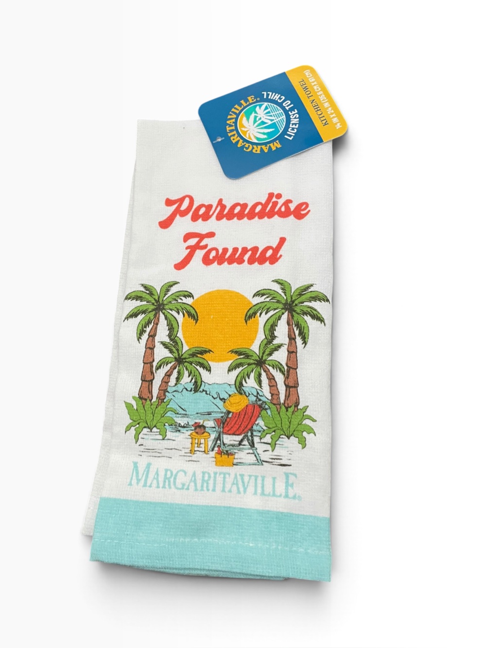 Margaritaville Kitchen towel White, Aqua & Yellow Tropical Print